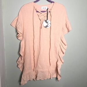 NWT REVOLVE Line & Dot ruffle top size S 0174